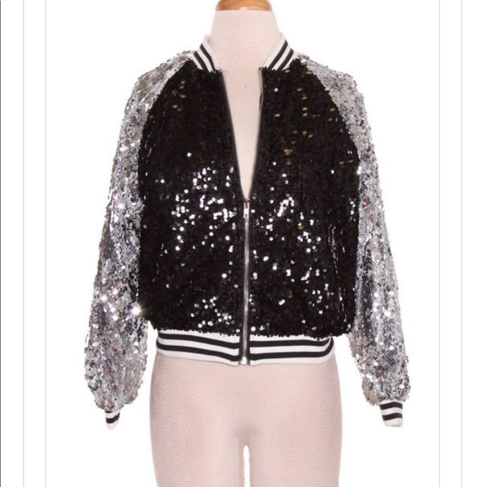 Black & Silver “Glitter Bomber Jacket”